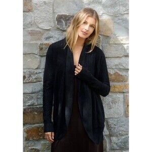 BAREFOOT DREAMS CozyChic Lite Circle Cardigan S Black Sweater Loungewear Casual